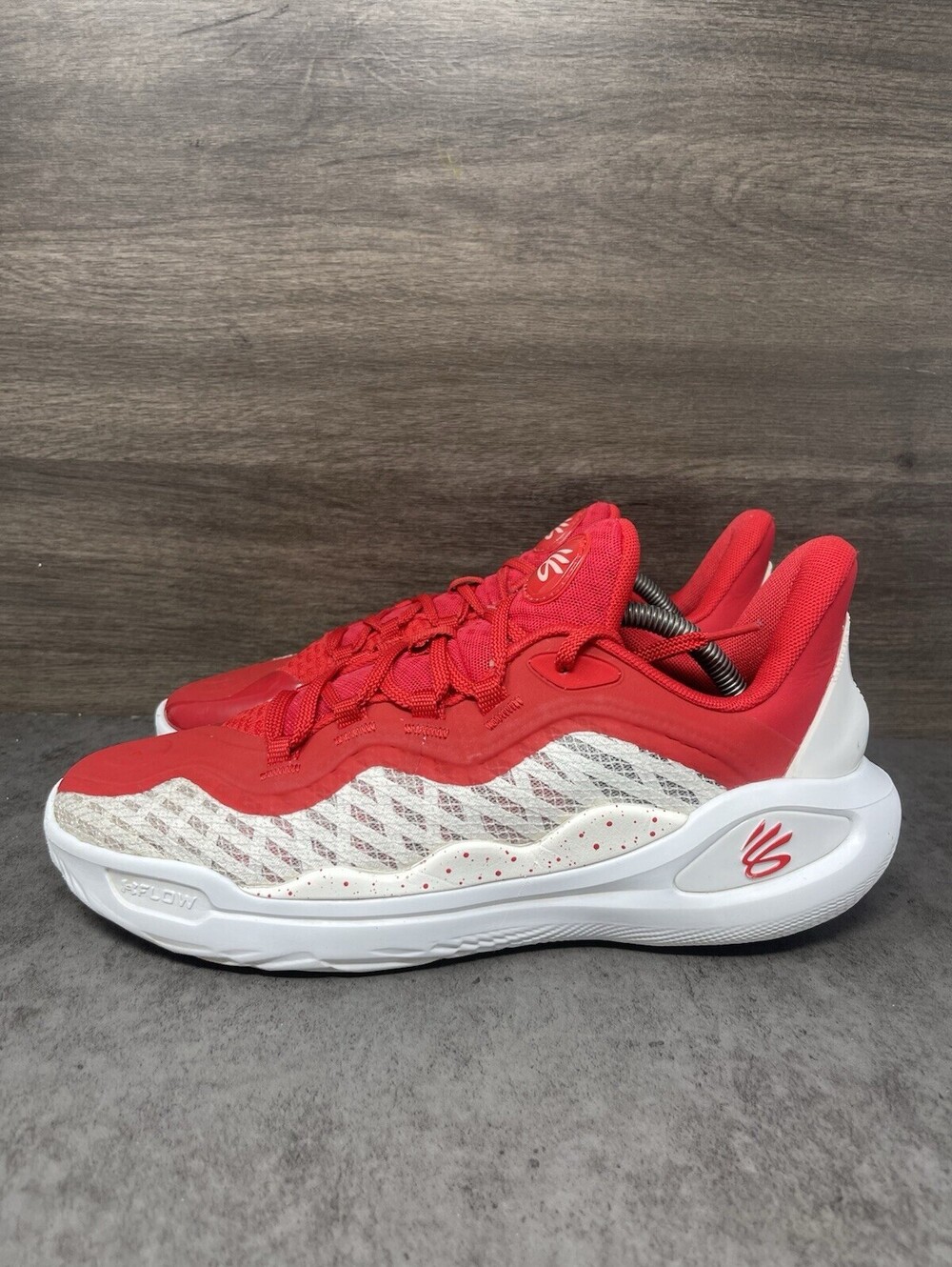Under Armour Curry 11 Team Red White Size 9.5 Mens Flow Basketball Shoes